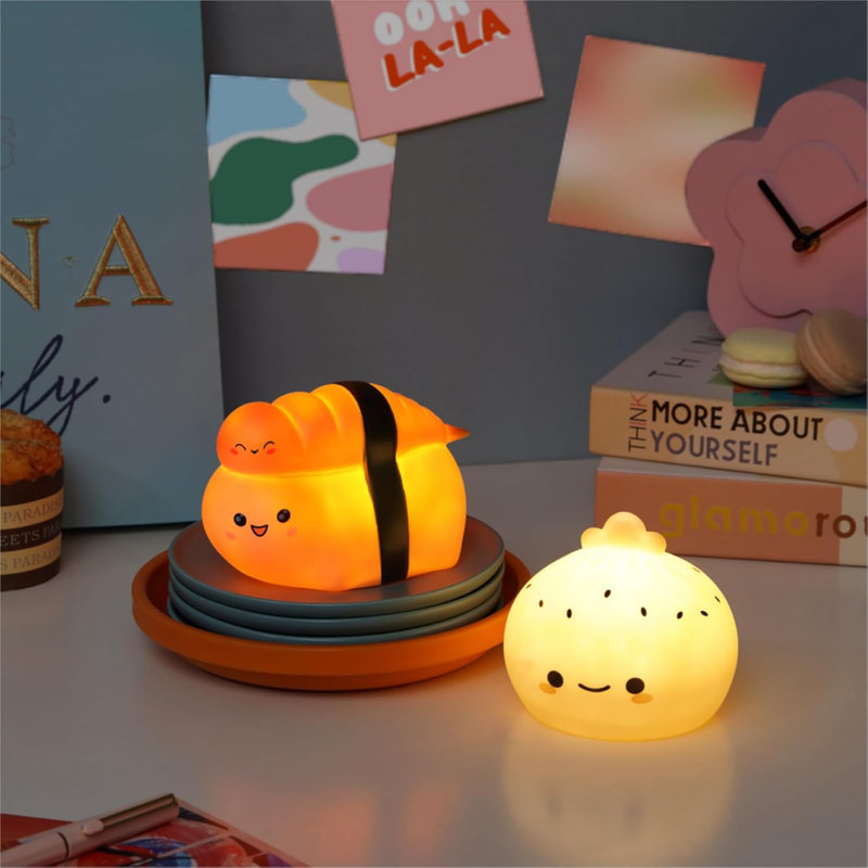  Lampe d'humeur à DEL Figural, paquet de 2 avec boulettes et sushi