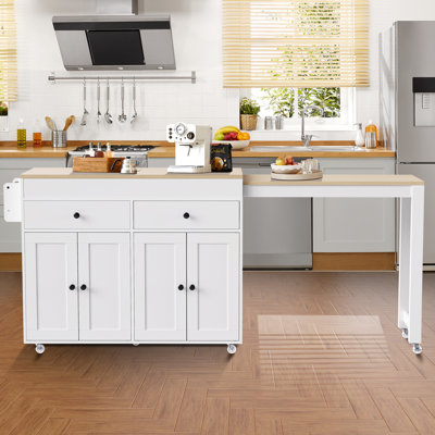 51.1" Wide Kitchen Island With Extendable Top