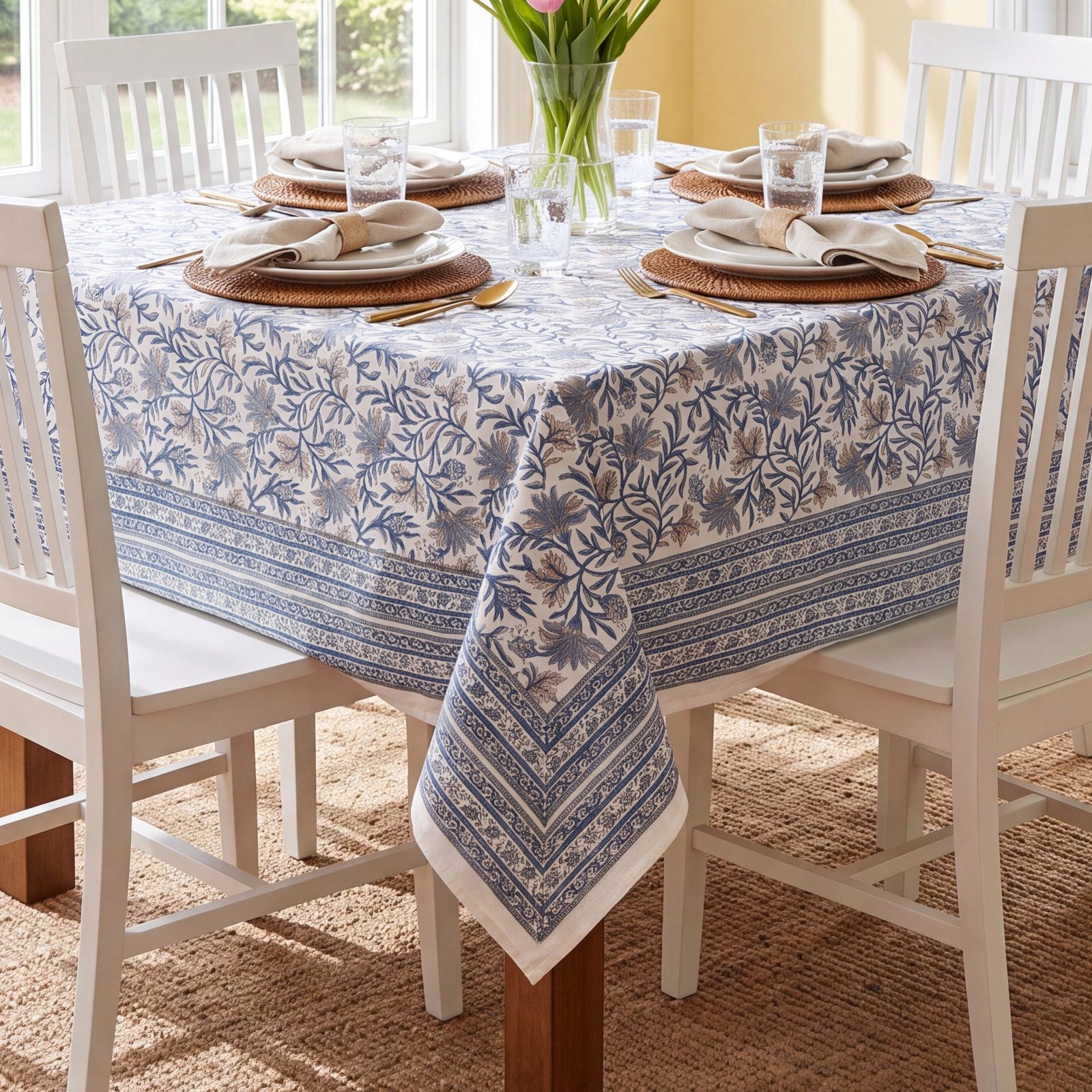 70" Printed Cotton Tablecloth