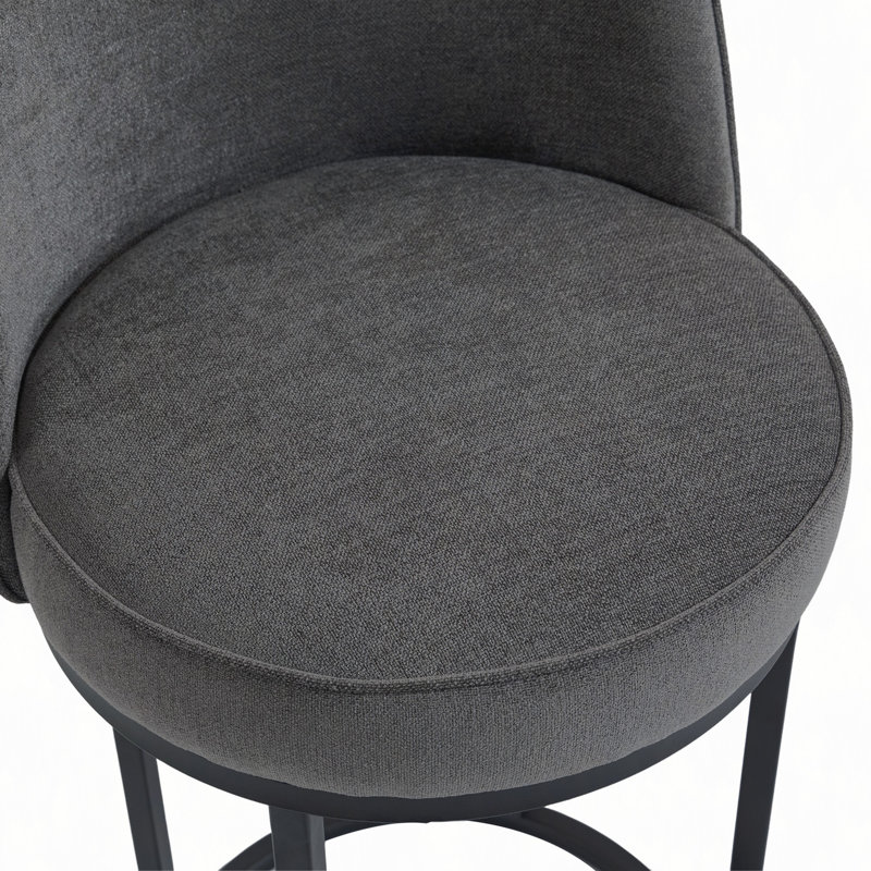 Ensemble de 2 tabourets de bar à hauteur de comptoir, tabourets de bar moderne avec dossier, tabourets de bar rembourrés en tissu de lin pour îlot de cuisine