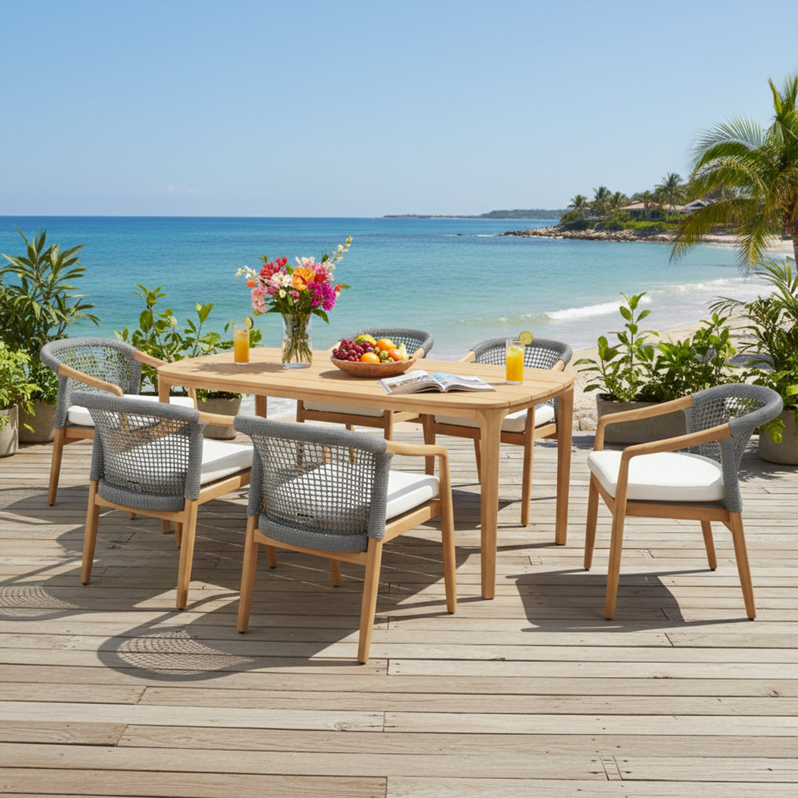 71" Teak Patio Dining Set