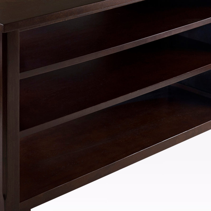 Dayton Bench in Walnut Brown Finish With 3-Shelf Storage, 21.96'' H X 39.87'' W X 14.17'' D