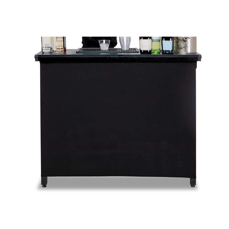 Commercial Grade Portable Bar Table - Mobile Bartender Station For Events - Includes Black Skirt And Carry Case - Standard Or LED, 45 X 18 X 38