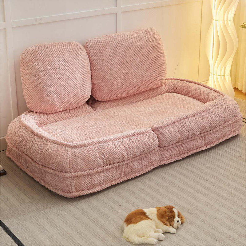 Fauteuil à billes pliable, canapé paresseux, 5 positions réglables, Rose