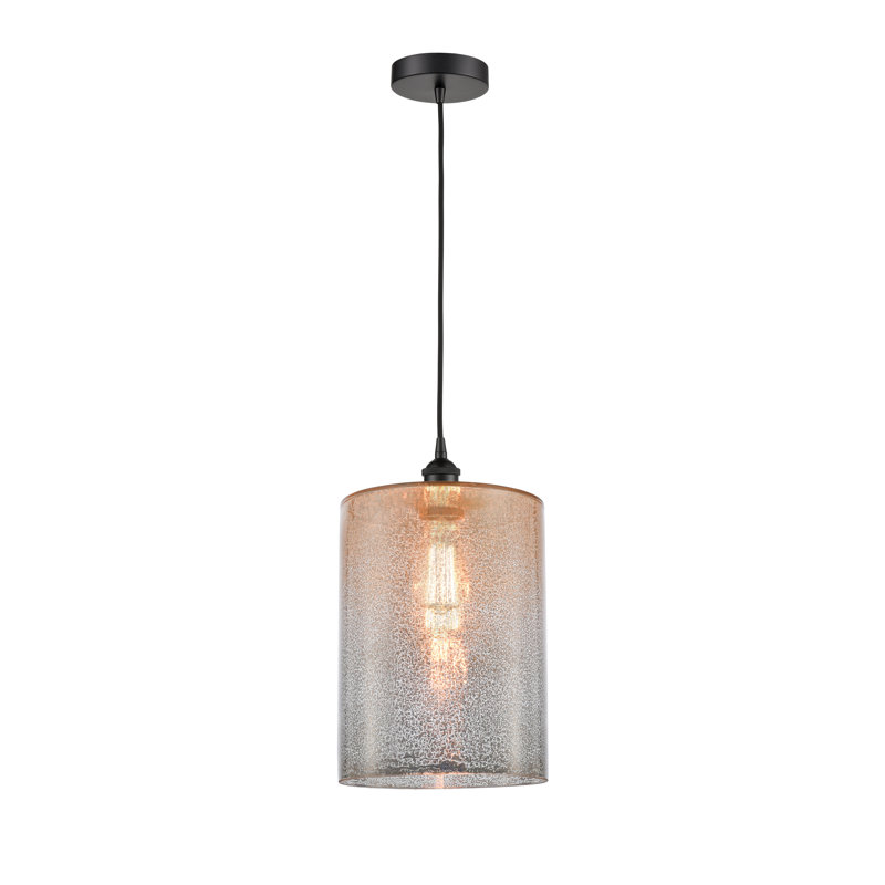 Luminaire suspendu cylindrique simple à 1 lumière Karon, Noir mat