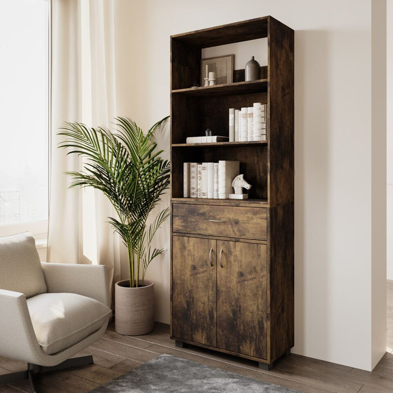 170cm H x 60cm W Solid Wood Bookcase, Rustic Brown