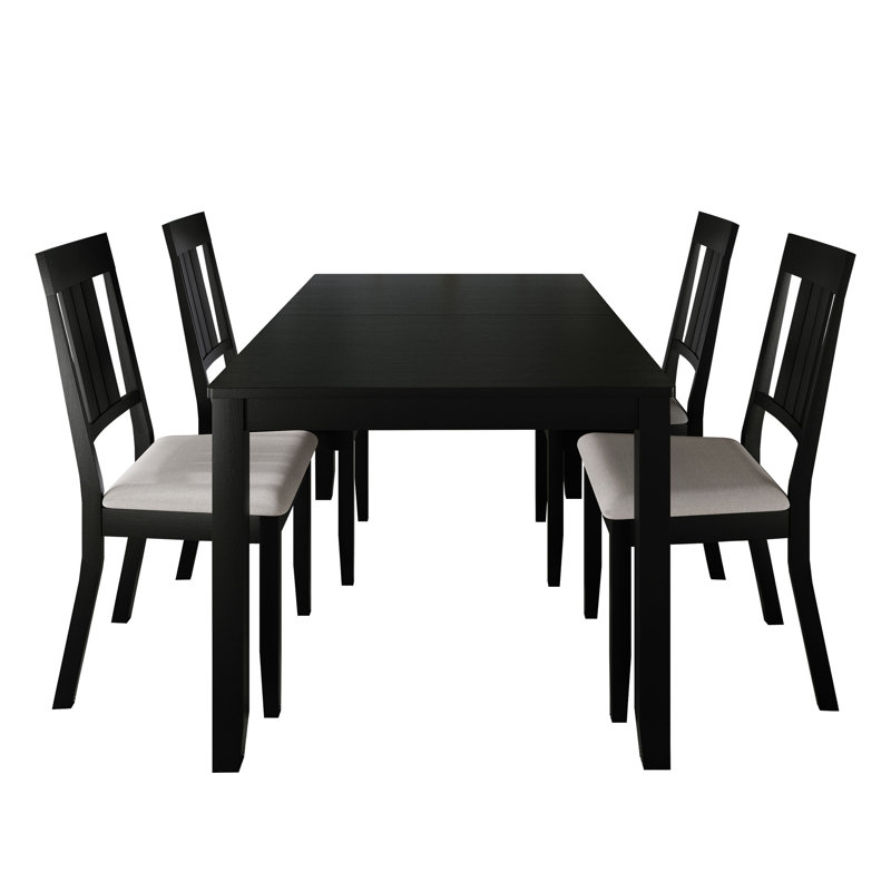 Ocossio 4 - Person Four Leg Dining Set, Black