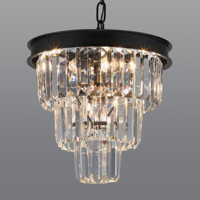 Modern Crystal Chandelier With 3-Tier Design, Adjustable Height, Dimmable Lighting For Dining Room, Kitchen Island, Bedroom, And Entryway