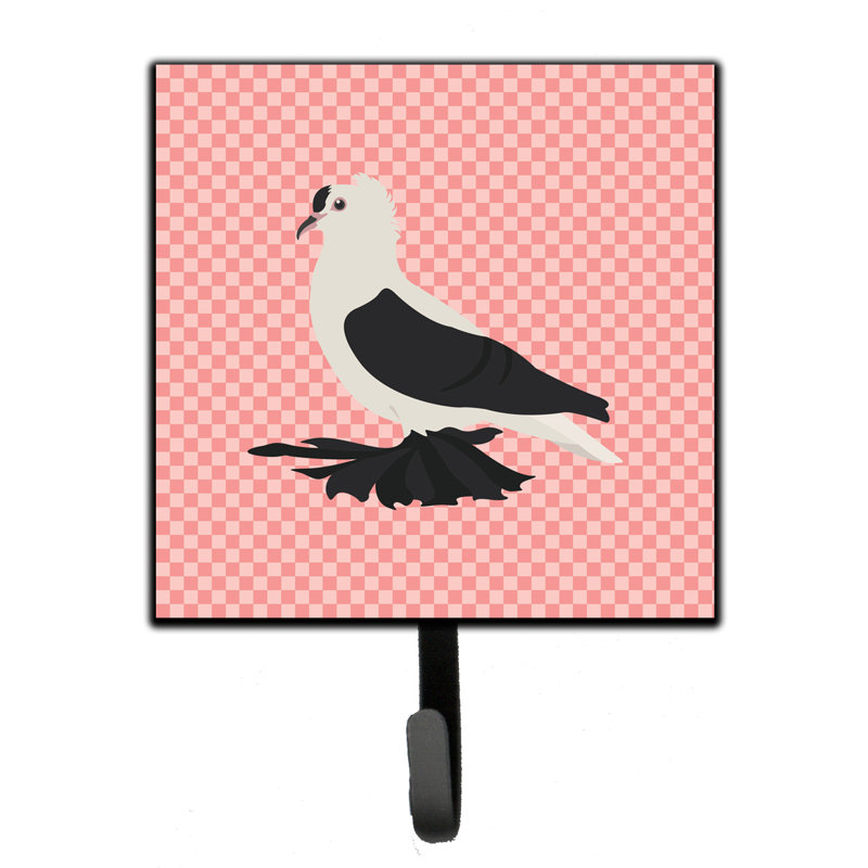 Organisateur de clés murales en saxon de fée avec crochets clés pigeon Luigi, Rose