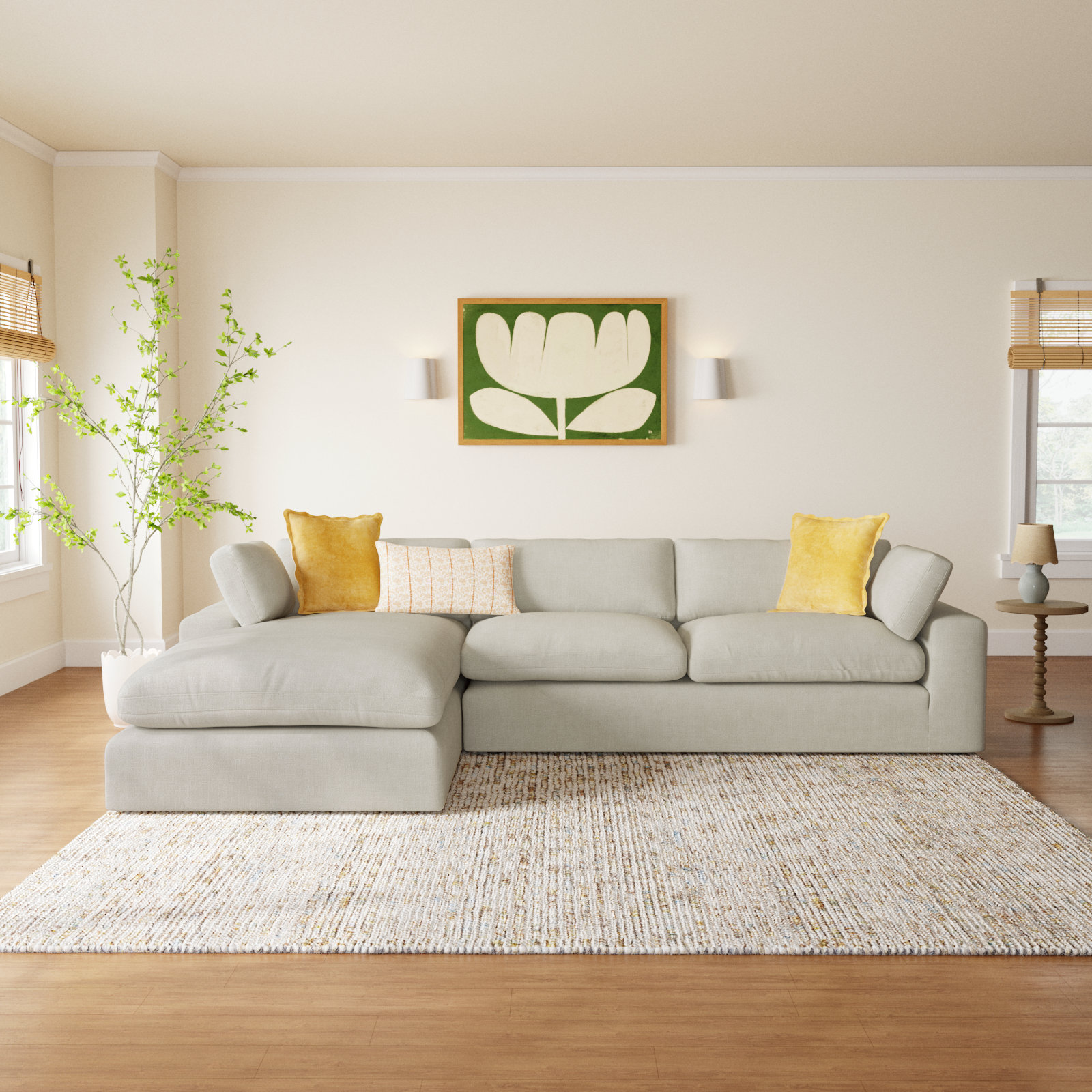 Asher Sofa and Chaise, Effie Linen Performance Linen, Left Hand Facing