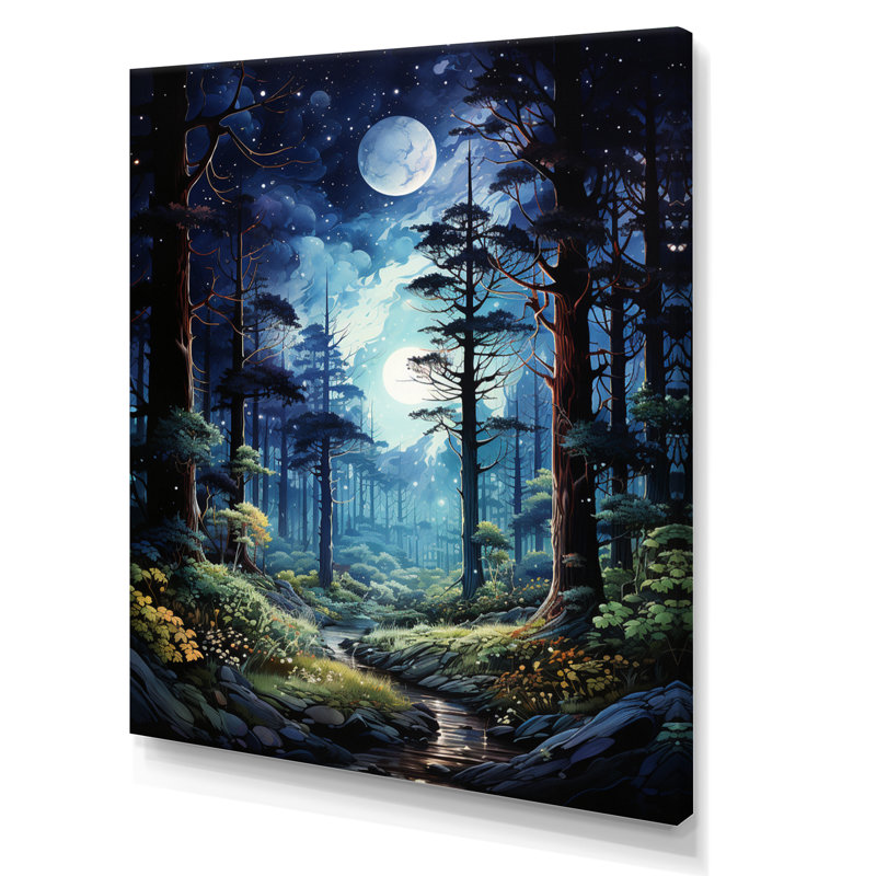 «Blue Pine Tree Midnight Serenity III», reproduction sur toile tendue, H 44 po x l 34 po x P 1,5 po