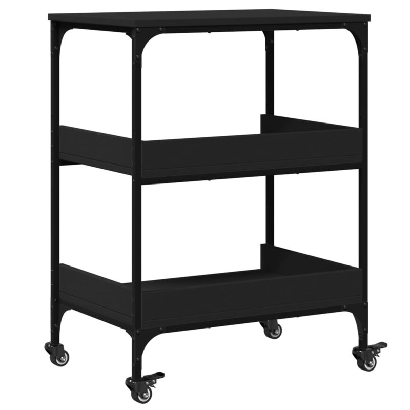 vidaXL Kitchen Trolley 23.6"x16.1"x31.7" Engineered Wood, Black