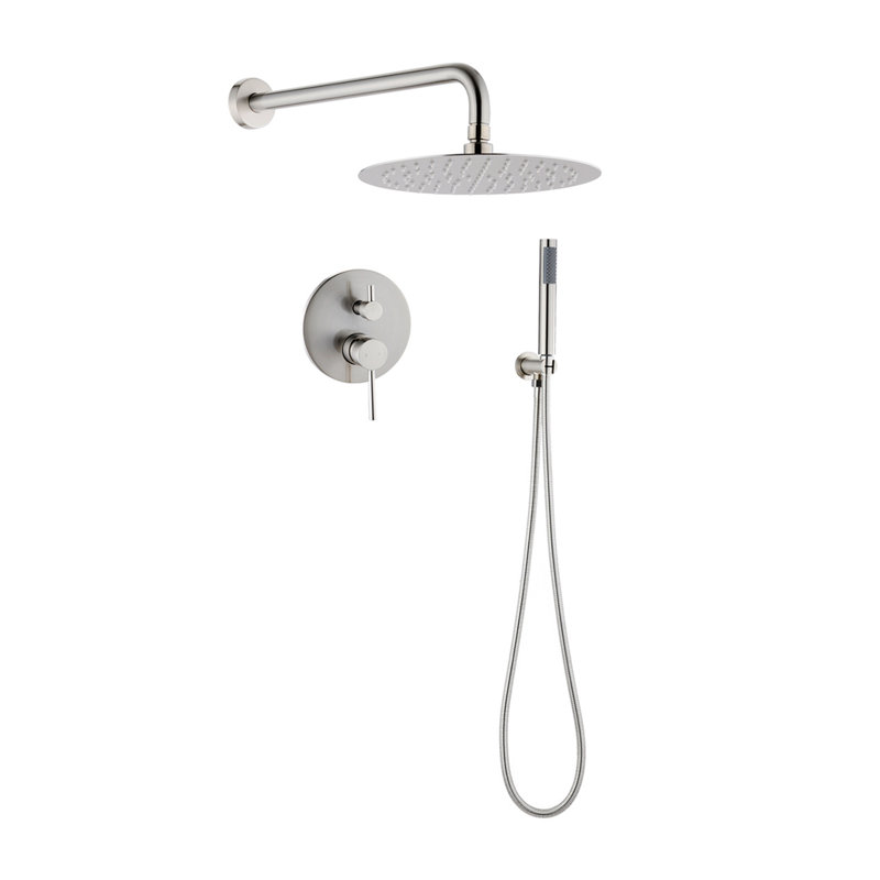 Thermostatic Complete Shower System with Rough in-Valve, Brushed Nickel