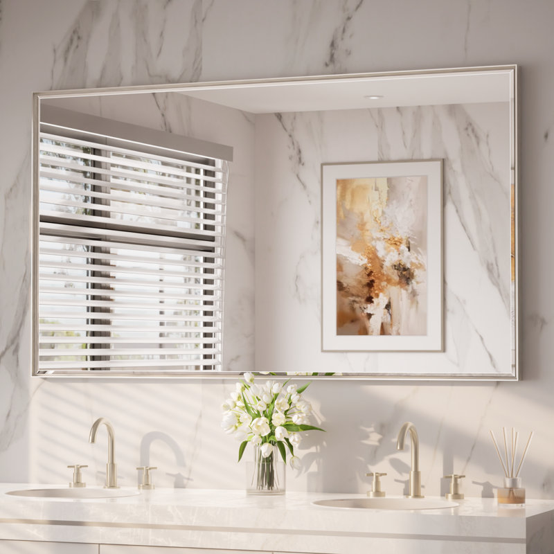 Miroir de salle de bain Areiona, 36 po x 60 po, Nickel brossé
