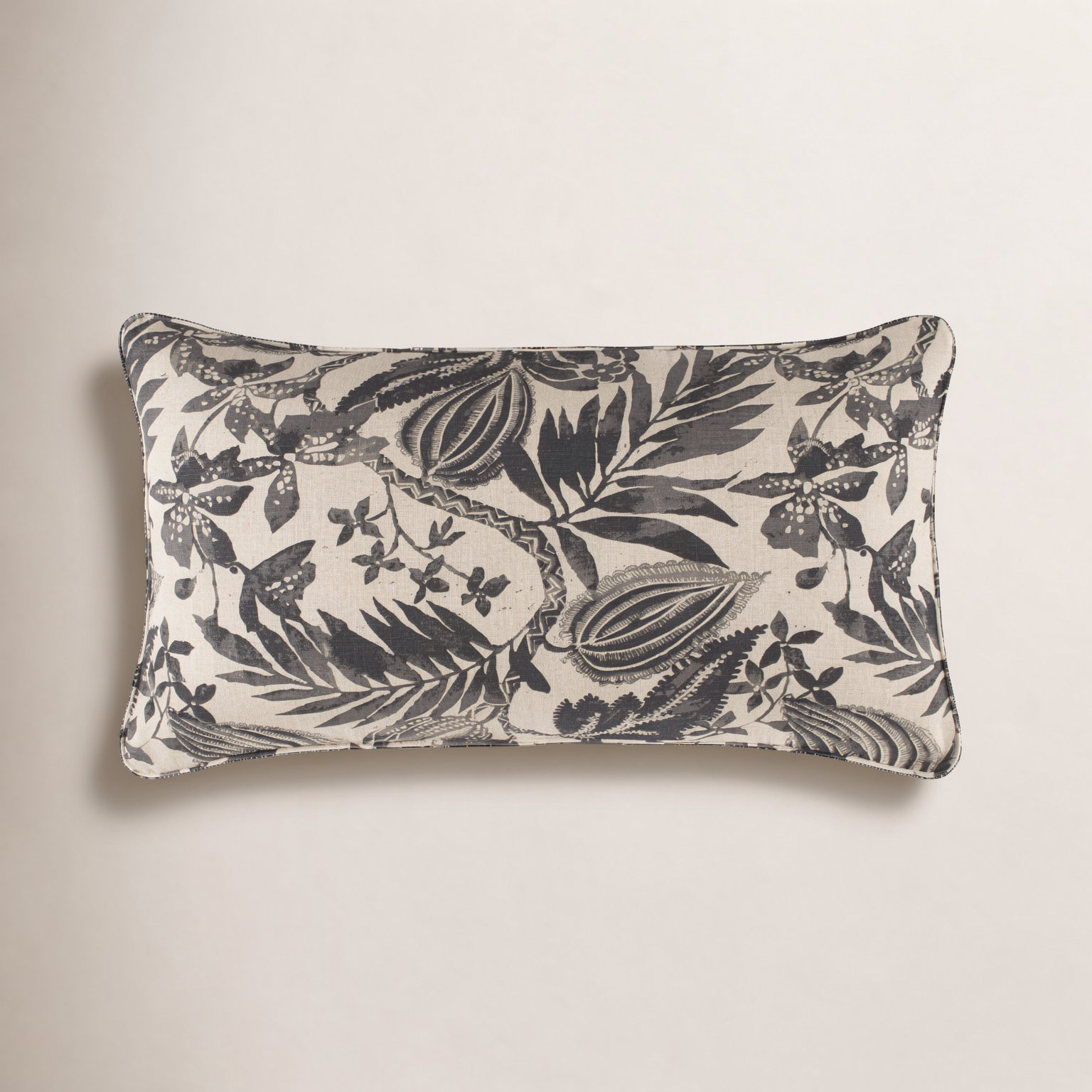 Antigua Linen Sham, King, Black/Ivory