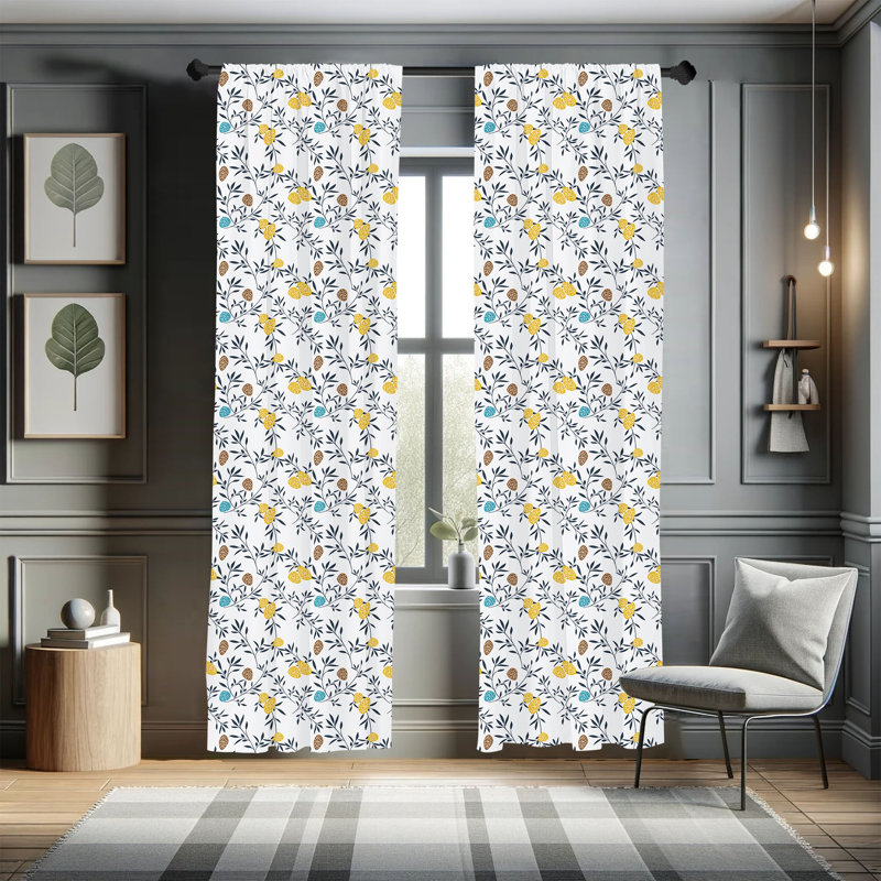 Garden Floral Semi-Sheer Rod Pocket Curtain Panels, 28" x 84"