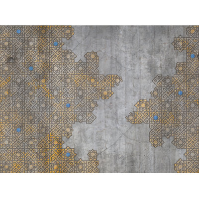 Brown Geometric Tile Pattern Concrete Background Removable Wallpaper