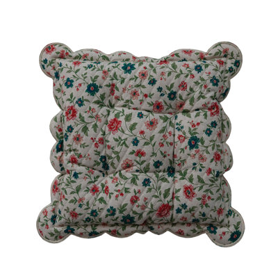 Scalloped Cotton Floral Chair Cushion