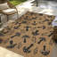Tapis intérieur / extérieur tissé à plat toutes saisons Paseo Rika, brun châtaignier, tacheté noir - patio, terrasse, porche et salon - 6 x 9-99190156