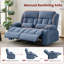 Causeuse inclinable en tissu bleu avec inclinaison à 155 degrés et poches latérales