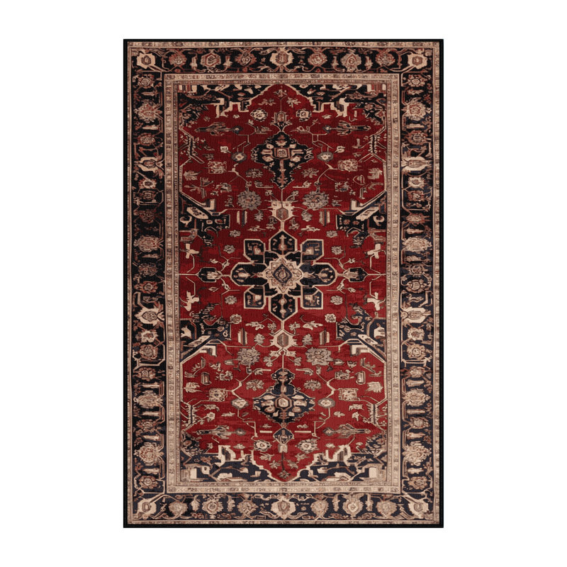 Tapis persan noir lavable à la machine, Rectangulaire 2 pi x 3 pi