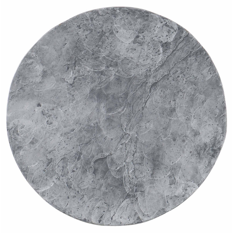Transitional Silver Slate 20" Round Metal & Glass Occasional Table
