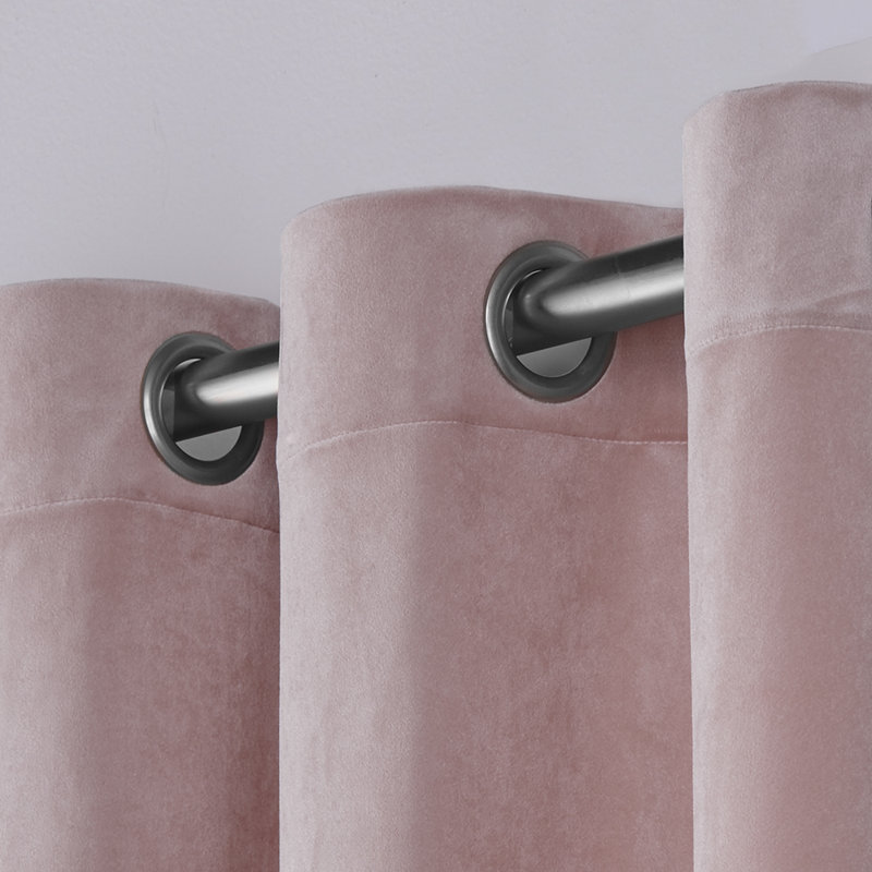 Cambra Velvet Semi-Sheer Grommet Curtain Panels, Blush, 54"L x 63"W