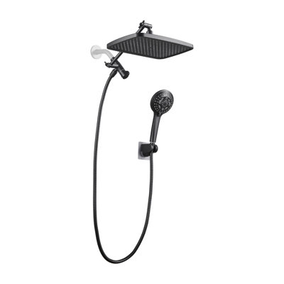 Adjustable 12" Rectangular High Pressure Dual Shower Head with 8-Spray Handheld Shower