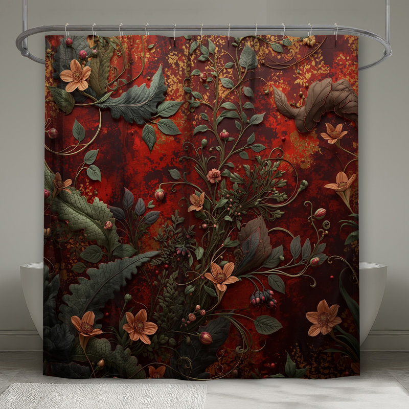 Rideaux de douche Ornate Floral Illustration, L 70 po x H 72 po