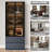 Gray Glass Display Cabinet with Storage for Collectibles, Wood 3-Tier Display Case with Glass Doors and 2 Drawers , Modern Hutch Curio Cabinet for Living Room and Kitchen-1165909203-1170448587
