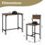 Ensemble de 3 tables de bar et 2 tabourets de bar avec dossier et repose-pieds brun