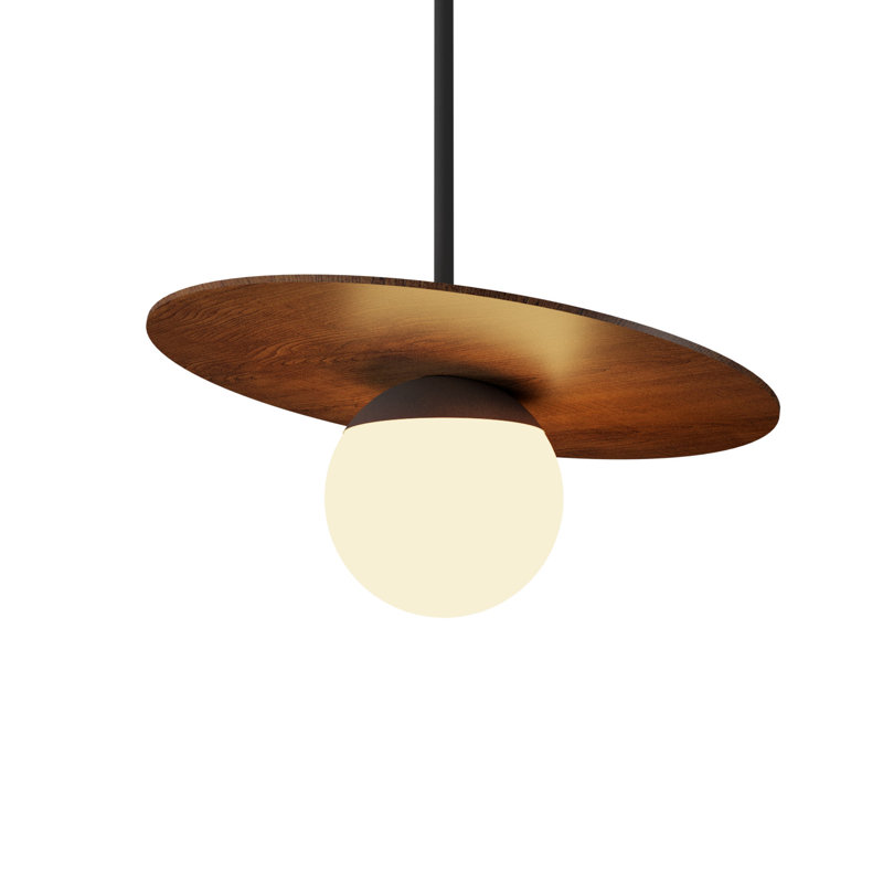Luminaire suspendu à 1 ampoule Orbit, Imbuia, H 22,44 po x l 15,75 po x P 15,75 po