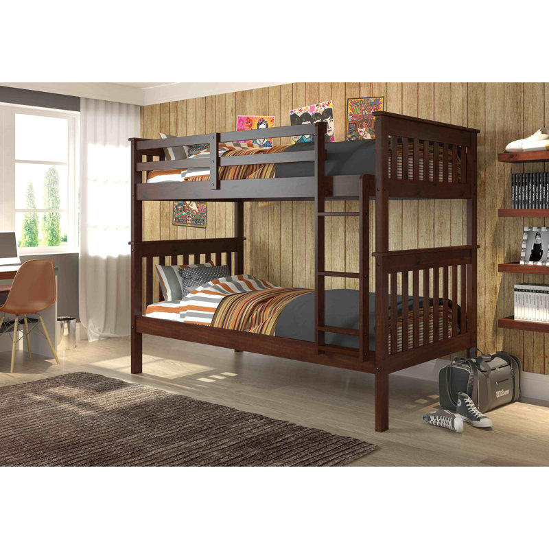 Dubbo Twin Over Twin Solid Wood Standard Bunk Bed by Harriet Bee, Cappucino