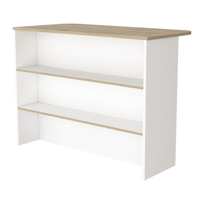 Crete Kitchen Island, Kitchen Bar With 3-Tier Shelves