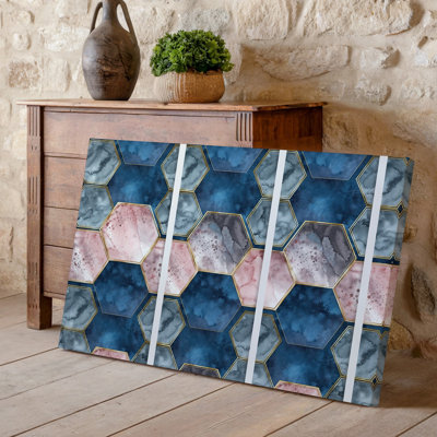 Canvas A Visually Striking Geometric Pattern Featuring A Harmonious Arrangement Of Wall Art Octagonal And Hexagonal Shapes In Varying Canvas Wall Art