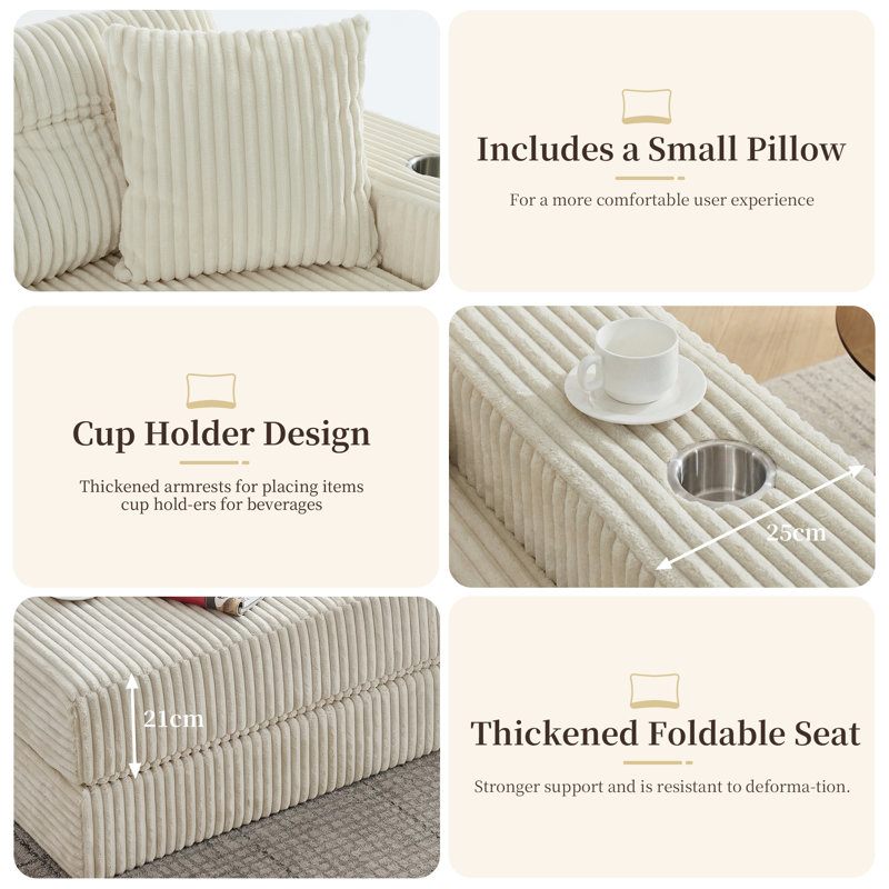 3 Seater Velvet Sofa, Cream
