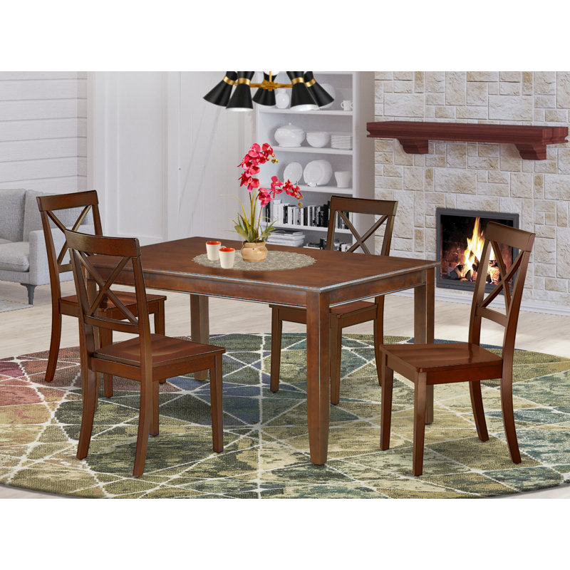 5 Piece Dining Room Table Set Includes a Rectangle Kitchen Table and 4 Dining Chairs, 36x60 Inch, Mahogany, Mahogany