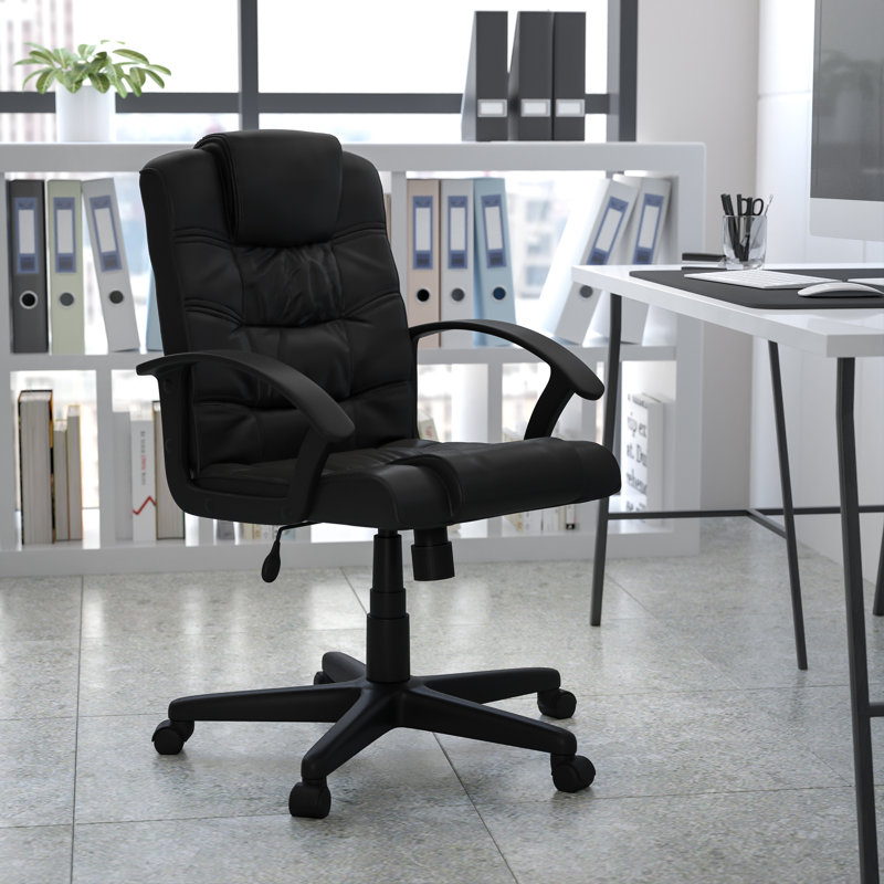 Mid-Back LeatherSoft Ripple &Accent Stitch Upholstered Swivel Office Chair