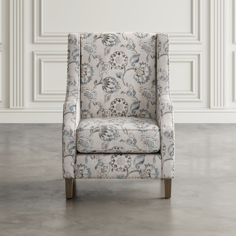 Fauteuil en polyester 71,12 cm de large Crownover, Ardoise florale