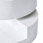 Table basse ronde à faible encombrement, style rotatif moderne, bois manufacturé blanc doux, 23,6 po