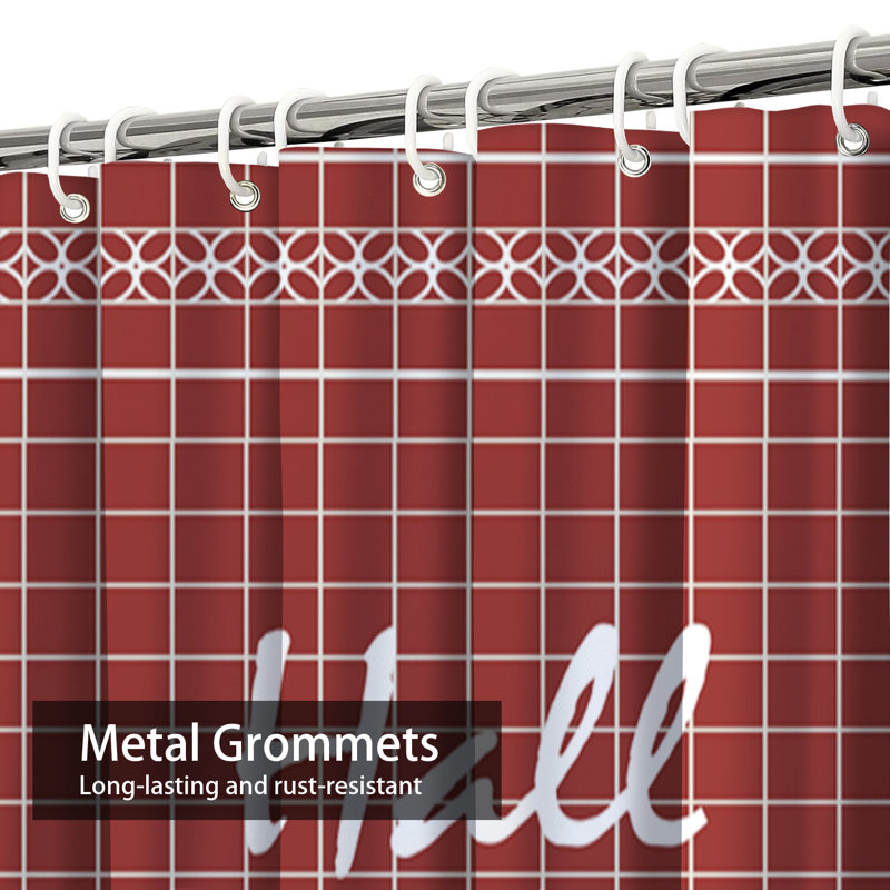 Red Brown Square Tile Abstract Shower Curtain with 12 Hooks, L 72 po x l 72 po