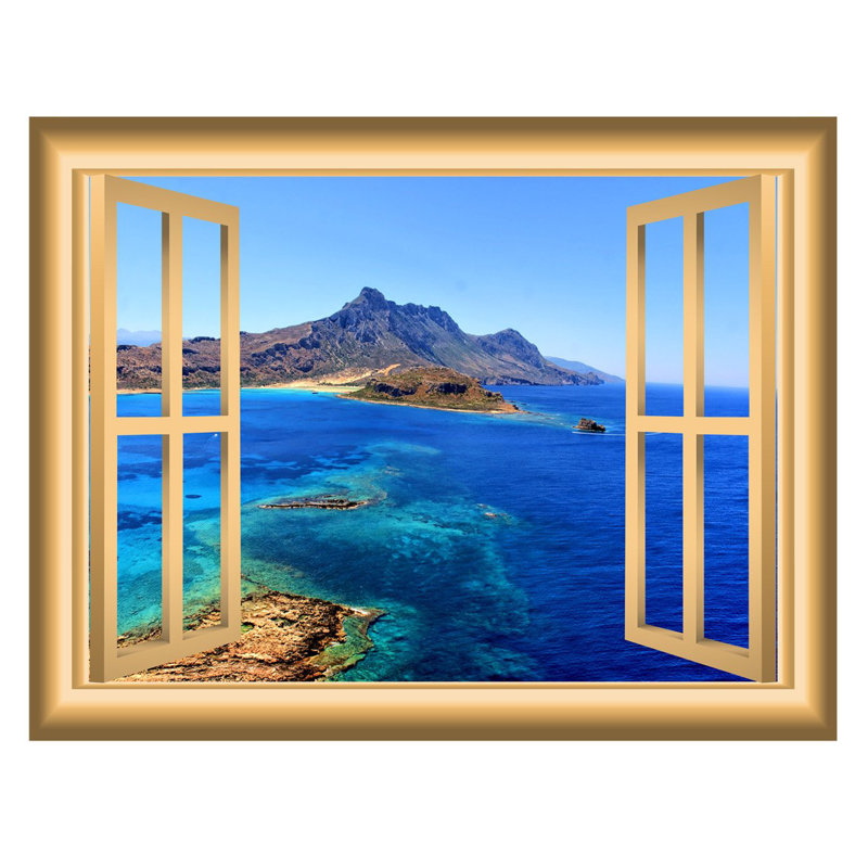 Décalcomanie murale montagne window ocean, H 18 po x l 22 po x P 0,01 po