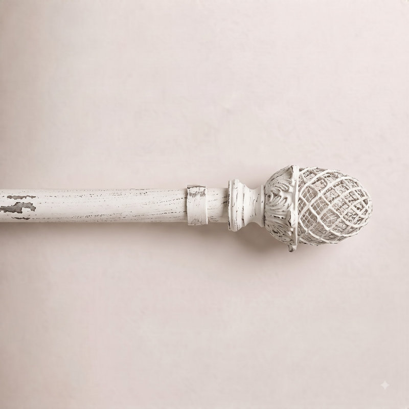 Nikhat Adjustable Single Curtain Rod, 66" - 120", White