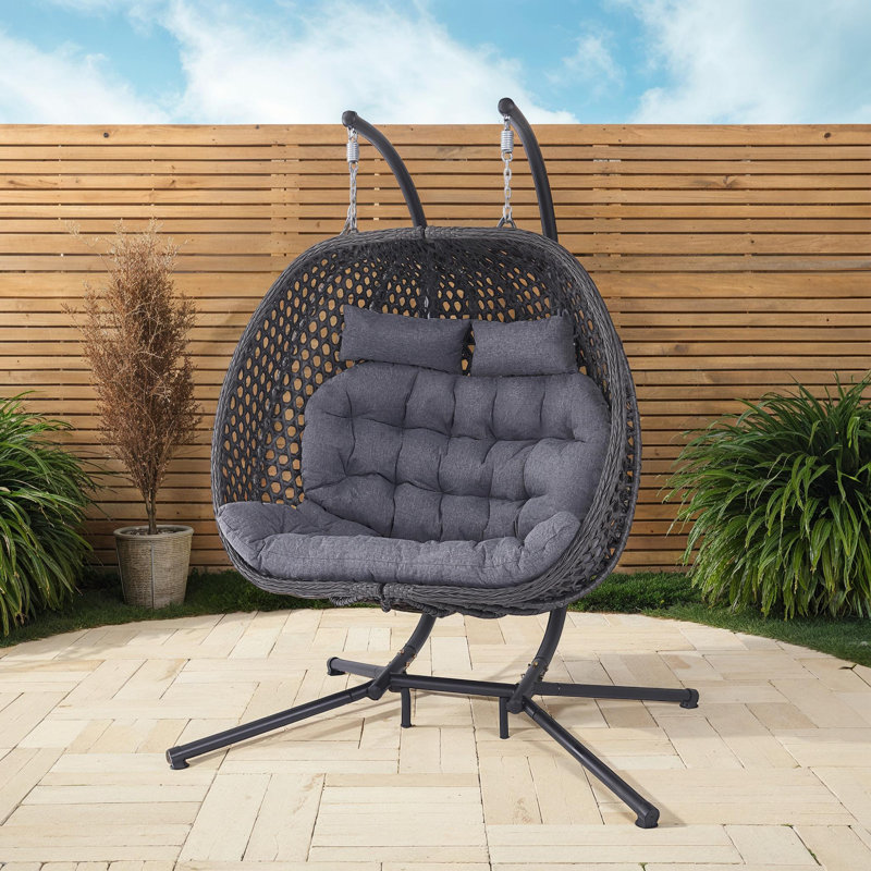 2 Person Porch Swing with Canopy, Grey