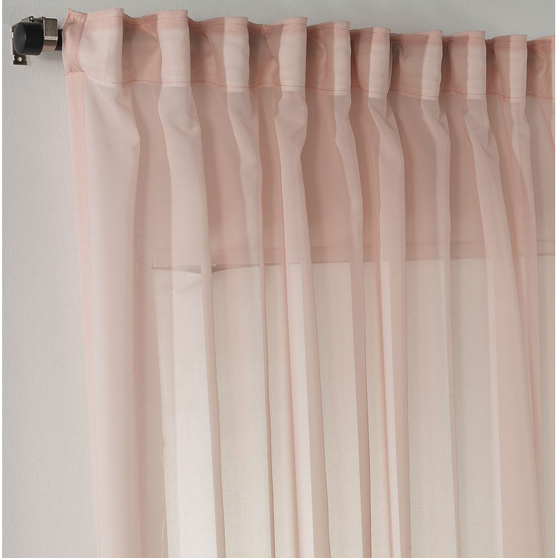 Polyester Sheer Curtain Panel Pair, 280cm Width x 295cm Drop, Pink