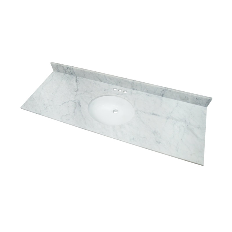 Comptoir de meuble-lavabo simple 61" en blanc avec lavabo