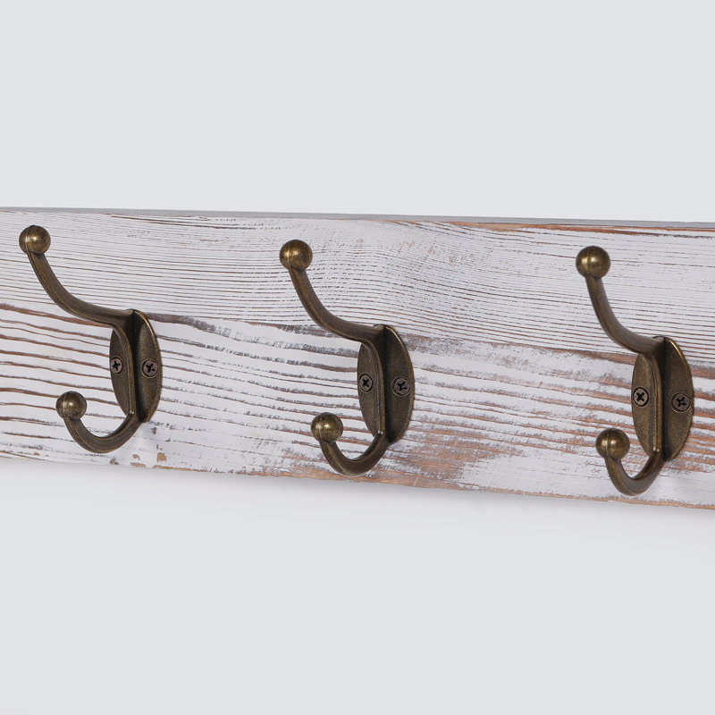Ilonca Solid Wood Wall 5 - Hook Wall Mounted Coat Rack, White
