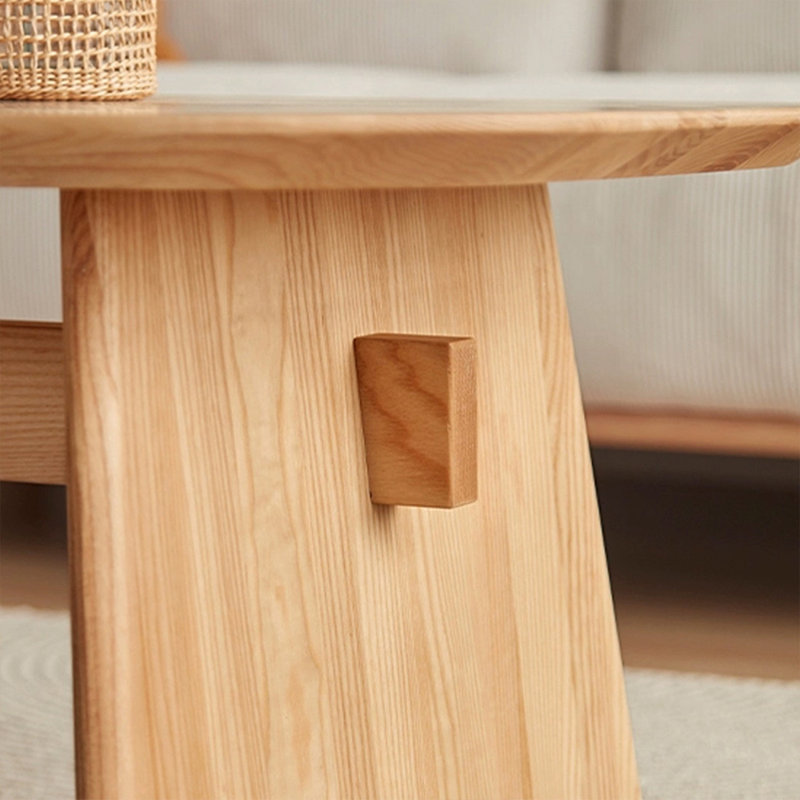 Burlywood Solid Wood Rectangular Coffee Table