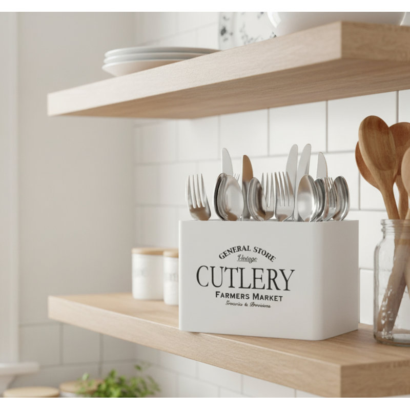 Wood Rectangle Utensil Crock