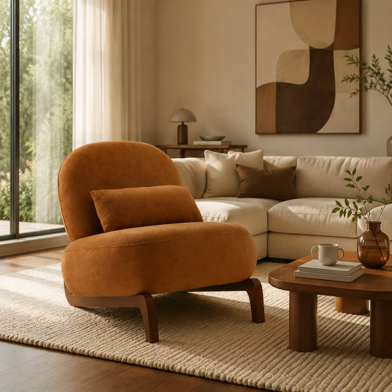 Upholstered Accent Chair, Caramel